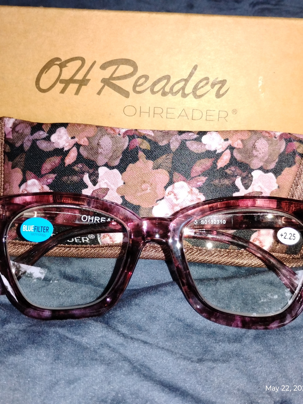 Women’s Purple Tortoiseshell Blue Light Reading Glasses +2.25